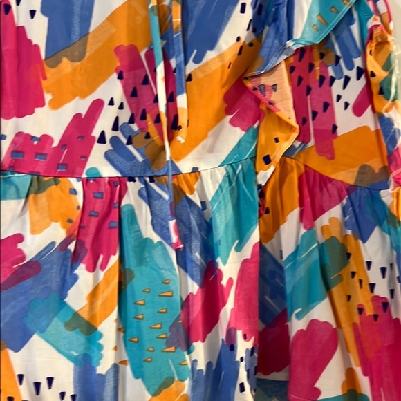 Ruffled Flutter Sleeve Blouse in Pink and Blue - Picture 4 of 9